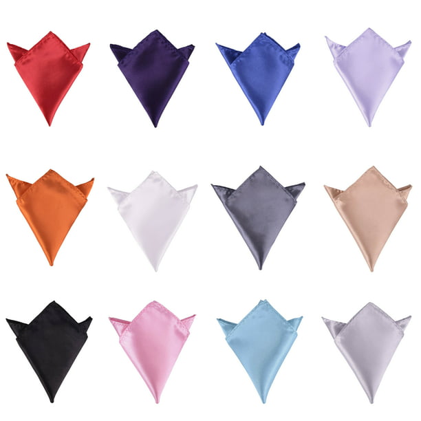 Men Solid Color Satin Pre Folded Hanky Pocket Square Wedding Party Handkerchief
